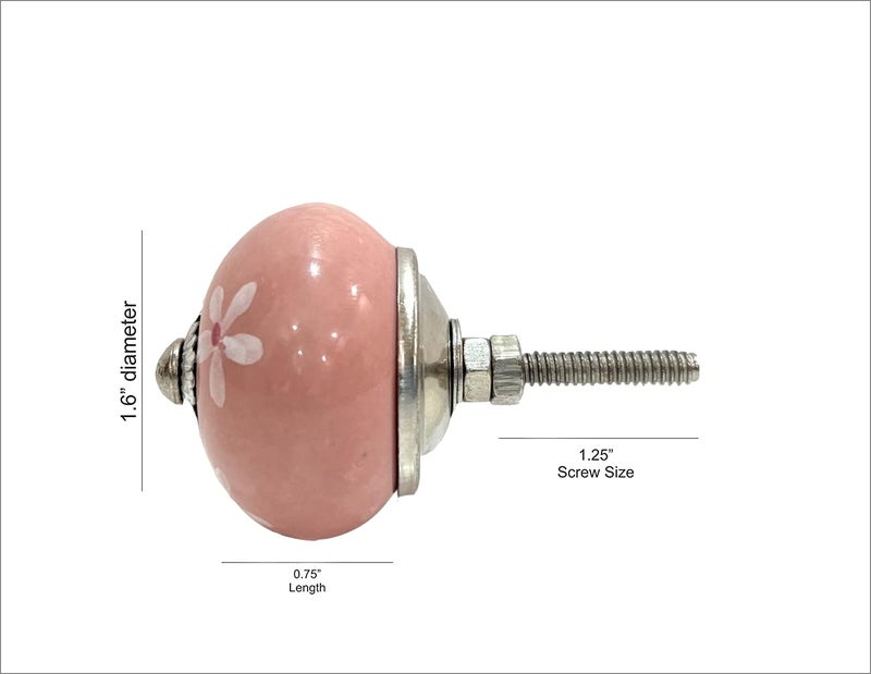 Eleet Assorted Ceramic Knobs Premium Quality Vintage Cabinet Cupboard Door & Drawer Pulls Chrome Hardware (12, Pink & White) - Image 3